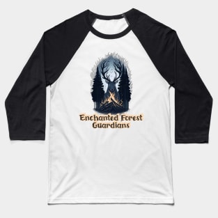 Enchanted Forest Guardians - bonefire - Forest Deer Baseball T-Shirt